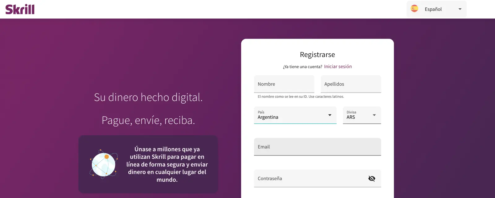 Registro en Skrill Registro Skrill